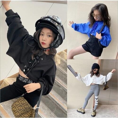 2021 Korea style girls sweatshirt cotton full sleeve fashion autumn girls sweatshirt 4-10t B385