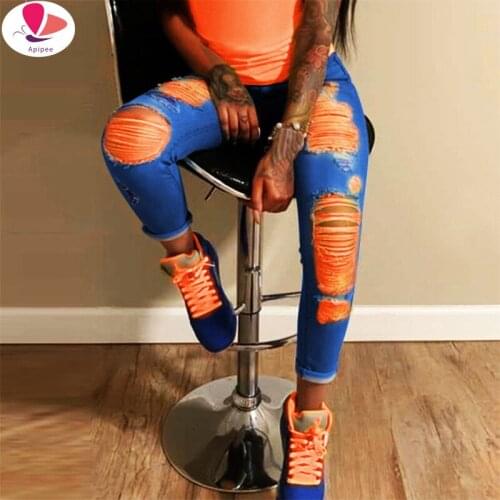 Apipee Womens Ripped Jeans