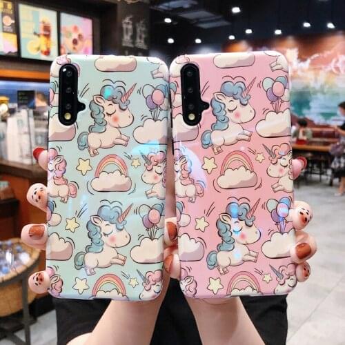 Cases For Huawei P20 P40 P30 nova 4e 4 6 5i 5 3 Mate 30 Honor 20 Pro lite Cartoon Unicorn Soft TPU Silicone Phone Cover