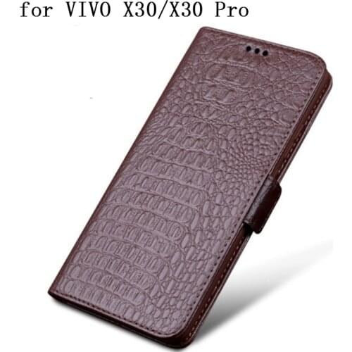 Genuine Leather Flip Wallet Case for VIVO X30 Bag with Card Slots Phone Shell Shield for Vivo X30 Pro X30Pro Screen Protector