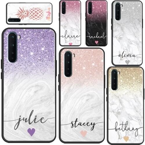 PERSONALISED Marble Glitter name Case For OPPO A5 A9 A31 A53 2020 A1K A3S A5S A52 A72 Find X3 Pro F5 F7 A15 A83 A91 Cover