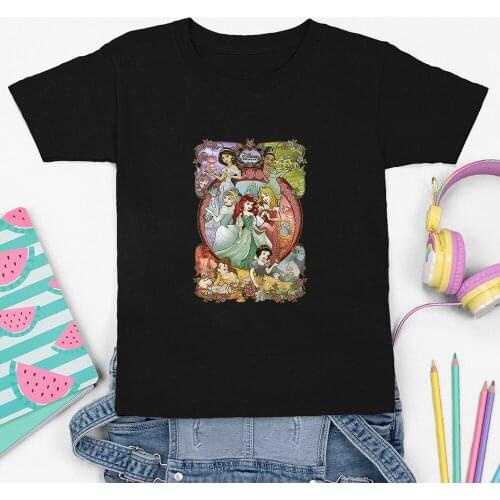 Children T-shirts Summer New Products Fashion Disney Princess Kawaii Dropship Four Seasons Color T Shirts Harajuku Loose Comfort