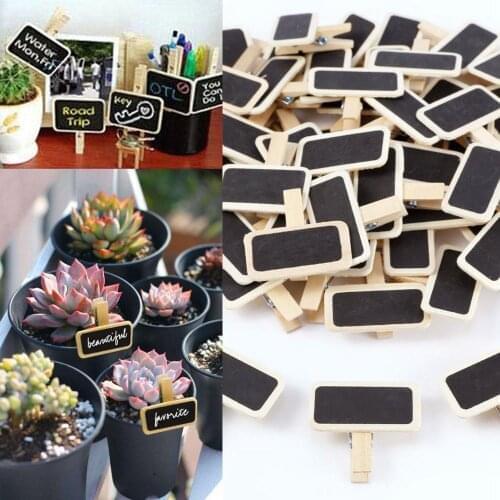 DIY 50pcs/lot Wooden Mini Note Blackboard Clamps Retangle Chalkboard Blackboard Clip Tag Message Board For Party Paper Photo