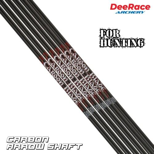 6 pcs 32 Inches Carbon Arrow Shaft for Hunting Recurve Bow With Insert for Point Vanes Pin Nock Spine #400 #500 Carbon Blade