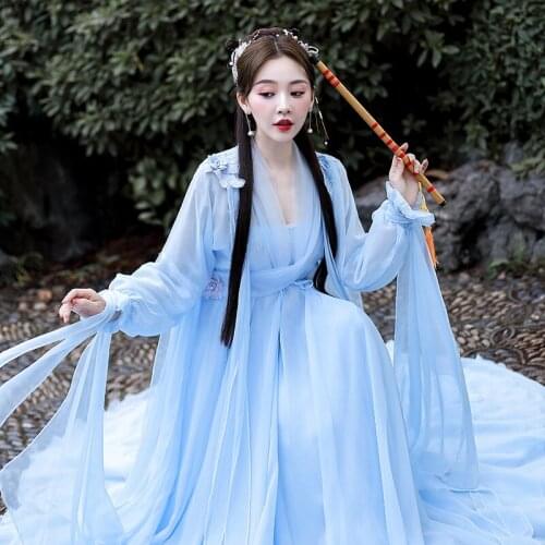 Ancient Costume Hanfu Female Fairy Elegant Hanfu Costume Retro Chinese Folk Dance Dress National Hanfu Outfit Stage Dress SL5000