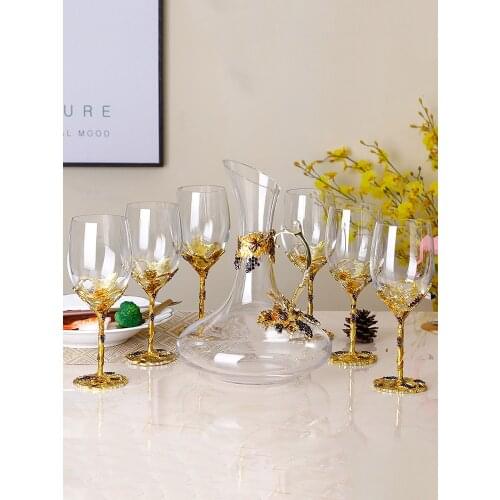 European Enamel Red Wine Glasses Cup Lead-Free Crystal Retro Goblet Champagne Wedding Gift With Gift Box Party Drinkware