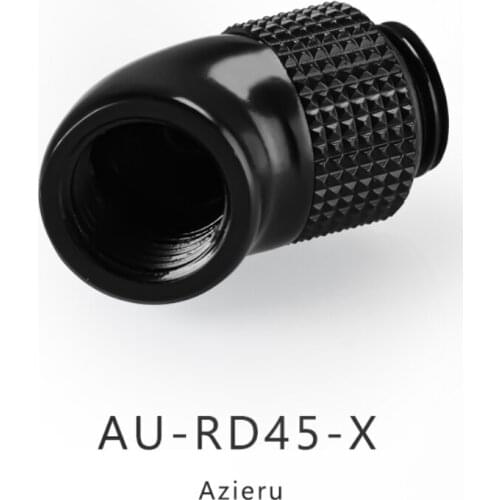 Azieru AU-RD45-X PC Water Cooling System 45 Degree Swivel Joint Elbow Fitting Angled Rotate Adapter G1/4 for PVC Hose/Hard Tube