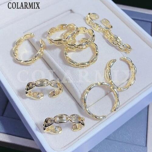 8 Piece Gold Rings zircon stone crystal jewelry accessories crystal hollow rings Gold colors stone jewels for women 51208