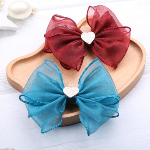 2pcs Mesh Hair Bows Baby Hair Clips Adorable Princess Birthday Party Hairband Lady Girls Clip Hair Accessories Gifts