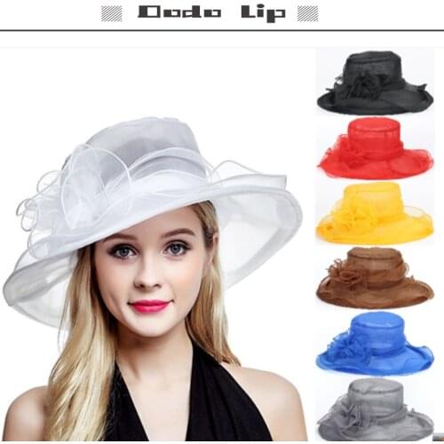 Fashion Sun Hat Ladies Mesh Hat UV Protection Hat Party Hat Summer Bride Hat Elegant Yarn Solid Hat Organza Soft Hat for Women