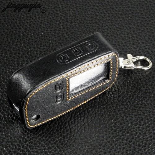 Jingyuqin Leather Fob Cover For Tomahawk TW9010 TW9020 TW9030 Two Way Alarm System Remote Folding Flip 5 Buttons Keychain