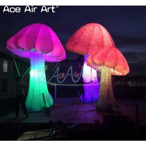 Nice printed inflatable plant model ,led fungus pestle replica inflatable mushroom for ground decorations