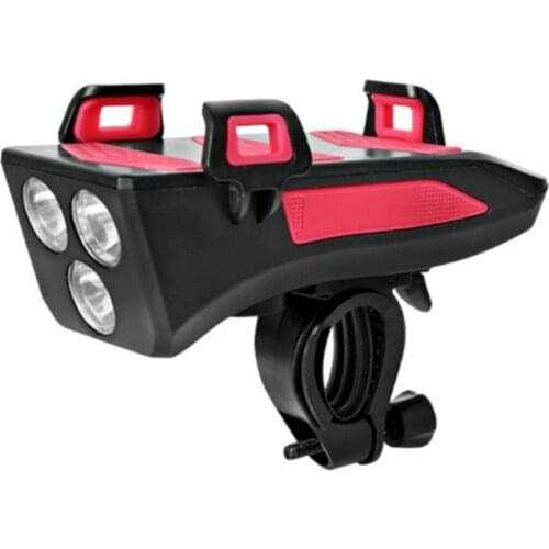 Bike Phone Rack with Trumpet Headlight Four-in-One Multi-functional Bicycle Light Mobile Mount Buckle Pull Front Light