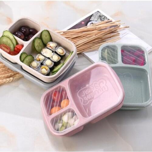 Lunch Wheat Bento Box Microwave Food Box Biodegradable Storage food Container school Lunch Boxes with compartments for kids