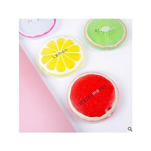 Summer Portable Mini Physiotherapy PVC Cooler Bag Cute Cartoon Round Shape Bright Color Fruit Cold Compress Ice Pack Gel 9*9CM