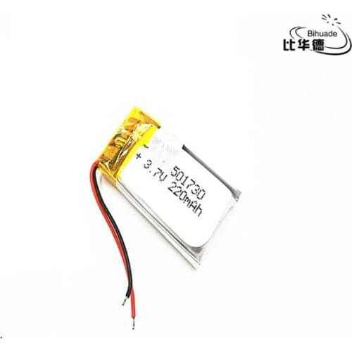 10 pcs 3.7V 220mAh 501730 Lithium Polymer Li-Po Rechargeable Battery For Mp3 MP4 MP5 GPS Pocket E-books bluetooth