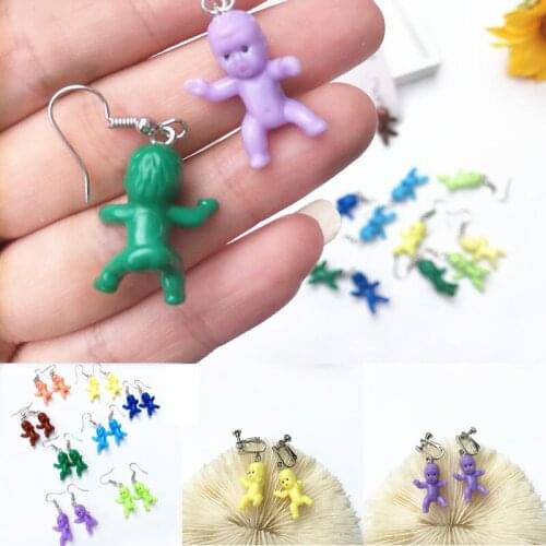 Fashionable and interesting Doll Shape earrings Sweet and cute baby pendant resin earrings Very creative jewelry gift for girl