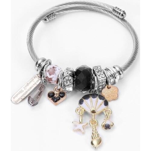 Fashion Wire Stainless Steel Metal Expandable Handmade Bracelet Base Adjustable Blank Bangle DIY Charm Bracelets & Bangles