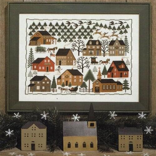 Fashional Embroidery Christmas Village Cross Stitch Kit Wedding with 100% Cotton Flosses & Free Shipping for Customized Gifts