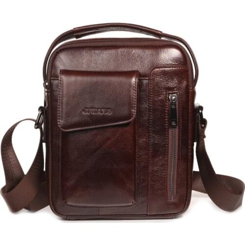 New Mens Genuine Leather Soft Shoulder Bag Purses And Handbags Messenger Cross Body Little Sling Bag Multi Pocket Bag Mobile 6in