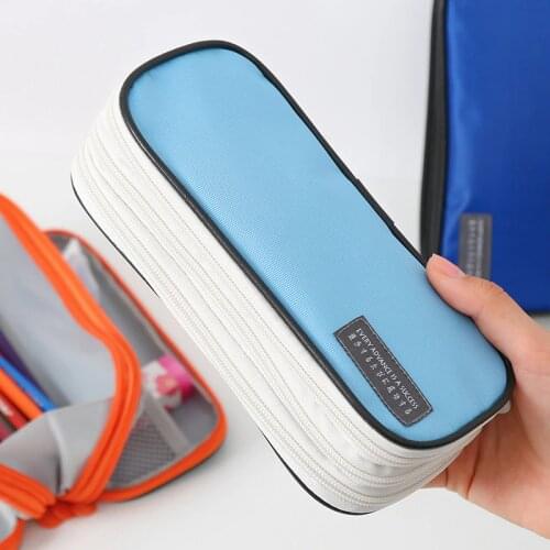 New stationery student simple multi-function pencil case creative three-layer zipper large-capacity pencil case waterproof
