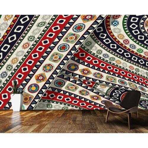 Custom papel DE parede 3D,Retro Abstract traditional ethnic pattern for children room, boys and girls bedroom wall wallpaper