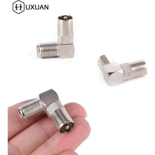 One Or 2pcs Aluminium Alloy 90 Degree Right Angled TV Aerial Antenna Plug Connector Adapter Plug To Socket Coax Cable RF Coaxial