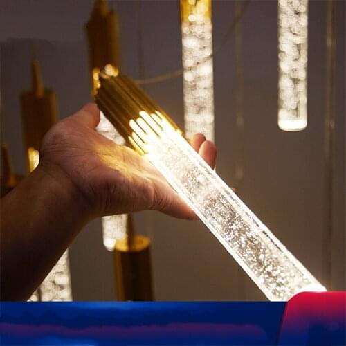 Post modern gear crystal strip pendant lights villa duplecing living room rotating stairwell luxury chandelier lamps fixtures