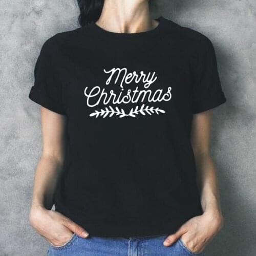 Merry Christmas Printed T-shirt Fshion Harajuku funny cotton tee shirt femme summer plus size round neck womens T-shirts tops