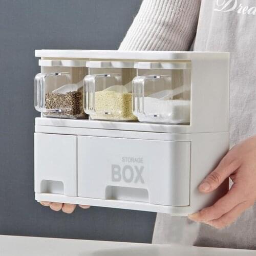 Simplicity Seasoning Salt Box Kitchen Plastic Spice Rack Herb Spices Storage Container With Handle Condiment Jar Cooking Tool