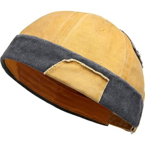 Men Women Leisure Cotton Patchwork French Brimless Hats Adjustable Sailor Cap gorra de hip hop KZ210