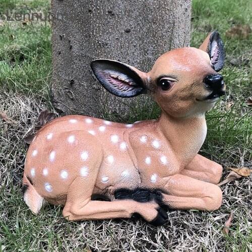 Lennuoma Resin Deer Sculpture Garden Outdoor Figurine Simulation Animal Home Decoration Courtyard Lawn Villa Ornaments Crafts