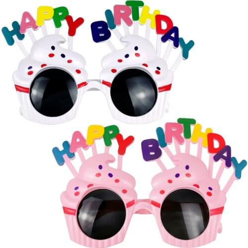 Happy Birthday Sunglasses Sweet Cream Cake Glasses Costume Glasses Props Funny Novelty for Boys Girls Birthday Party Favors Toys