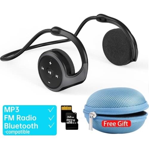 Sport Wireless Headphones with MP3 player FM Radio Microphone Wireless Headsets TF Card Bluetooth-Compatible Wireless Earphones