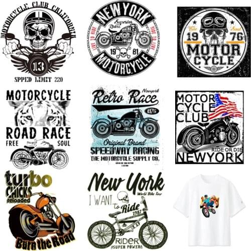 Iron-on Transfers for Clothing Thermoadhesive Patches on Clothes Stickers Diy Skull Patch Biker Flex Fusible Transfer Stripe