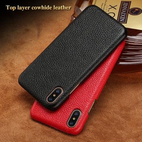 LANGSIDI Ultra-thin Leather case For iPhone X XR XS MAX 7 plus 8 11 pro max litchi grain Genuine leather cover for iphone 12 pro