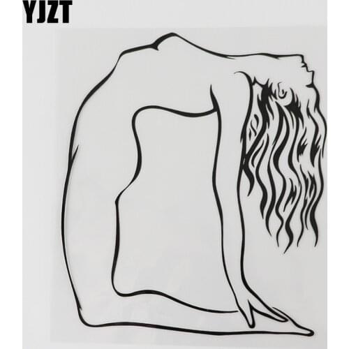 YJZT 13.8CMX15.8CM Naked Girl Yoga Pose Fitness Decal Vinyl Car Sticker Black/Silver 8A-0979