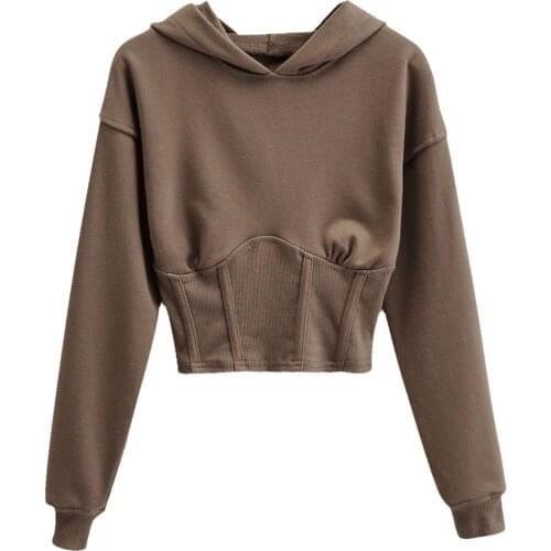 Women Hoodie Sweatshirt Fashion Baggy Harajuku Long-sleeved Short Pullover Coat 2021 Autumn Top Korean College Student Clothing