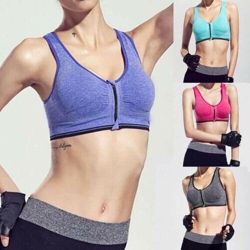Women Zipper Push Up Sports Bras Vest Underwear Shockproof Breathable Gym Fitness Athletic Running Yoga Bh Sport Tops