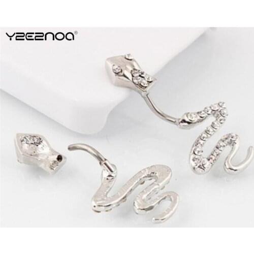 316L Surgical Steel Bar Nickel-free Retail Snake Belly Button Ring Fashion Lady Body Piercing Navel Ring Jewelry Belly Bar 14G