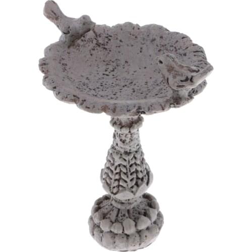 1/12 Dollhouse Miniature Bird Bath Fountain Fairy Garden Accessories Gray