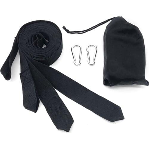 2pcs Nylon Tree Hammock Straps Outdoor Camping Heavy-duty Suspension Tree Swing Hanging Durable Belts Black