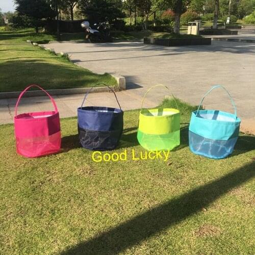 200pcs/lot Wholesale Monogrammed Kids Toys Tote Beach Storage Shell Mesh Bag New Style Fashion Kids Mesh Bucket