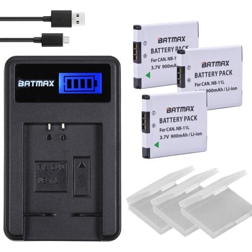 3Pack 900mAh NB-11L NB11L NB 11L Camera Batteries&LCD SUB Charger for Canon IXUS 125 240HS A3400 A4000 A2300 A2400 z1