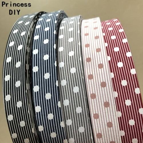 5Meters Handmade Material Cotton Stripe Dots Ribbon Decoration Streak Print Fabric Grosgrain Riband DIY Hair Bow Craft Accessory