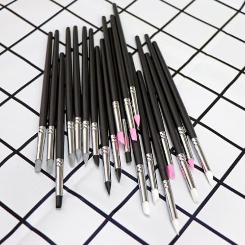 5Pcs 3D Silicone Nail Art Brush Carving Emboss Pottery Sculpture UV Gel Shaping Silicone Brushes for Modeling Nail Pen DIY Tool