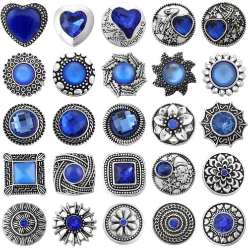 5pcs/lot New Flower Snap Button Jewelry Rhinestone Metal 18mm Snap Buttons Fit 20mm 18mm Snap Button Bracelet Necklace