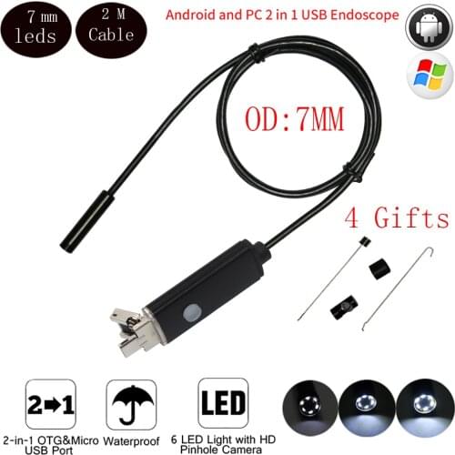 6 LED MINI Camera Mobile Phone Mirco Endoscope Mini USB Android Phone Endoscope Camera 2M HD 480p inspection Camera