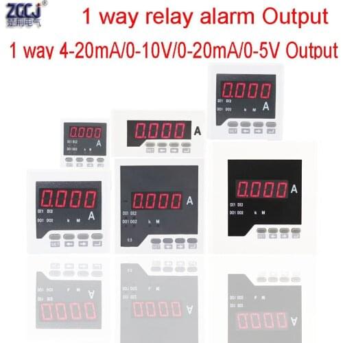 AC0-5A digital ammeter Panel meter current meter with 1 way 4-20mA/0-10V/0-20mA/0-5V transmit output with 1 way relay alarm out