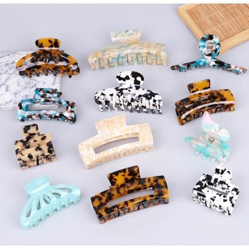 Agustina Fashion Women Acetate Hair Claws 2021 Crab Clamps Charm Solid Color Leopard Lady Catch Large Size Hair Clips Headdress